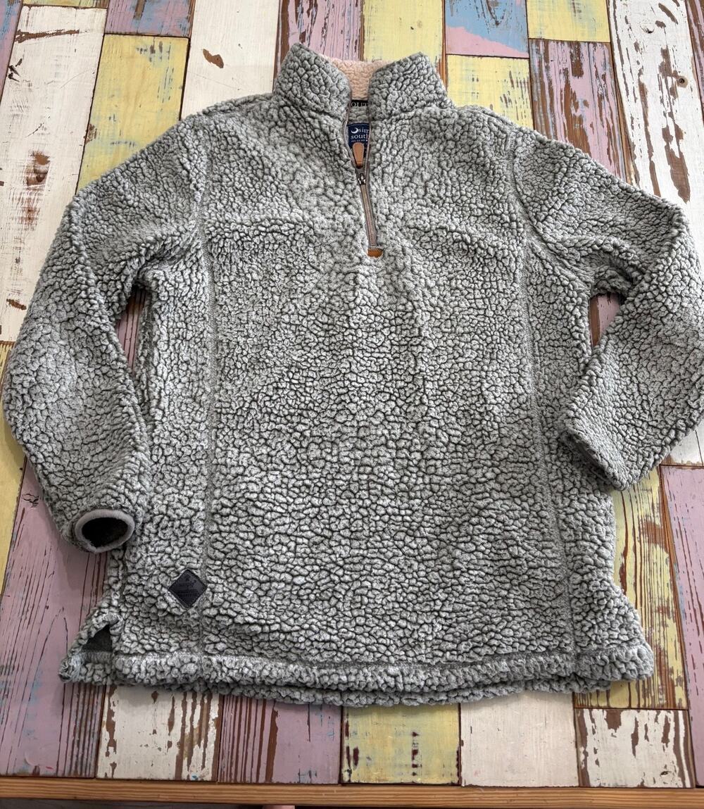 Simply Southern 1/4 zip Pullover Jacket Womens Medium Grey Sherpa